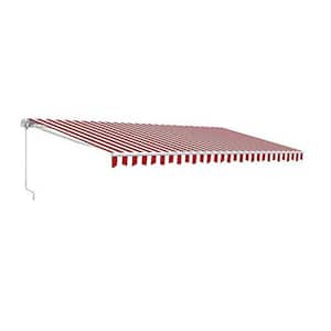 20 ft. Motorized Retractable Awning (120 in. Projection) in Red and White Stripe