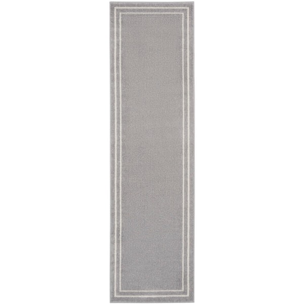 Nourison Essentials Grey/Ivory 2 ft. x 8 ft. Solid Contemporary Runner Area Rug