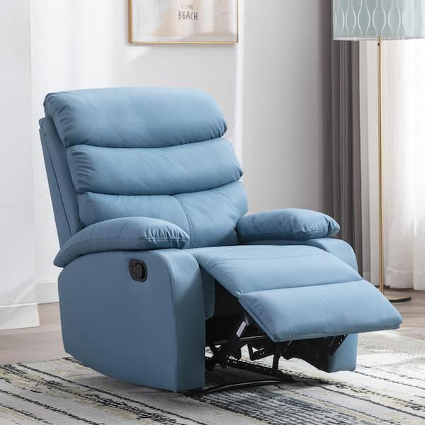 Chizzyseat Everglade 30.2 in. W Technical Leather Upholstered 3 Position Manual Standard Recliner in Blue