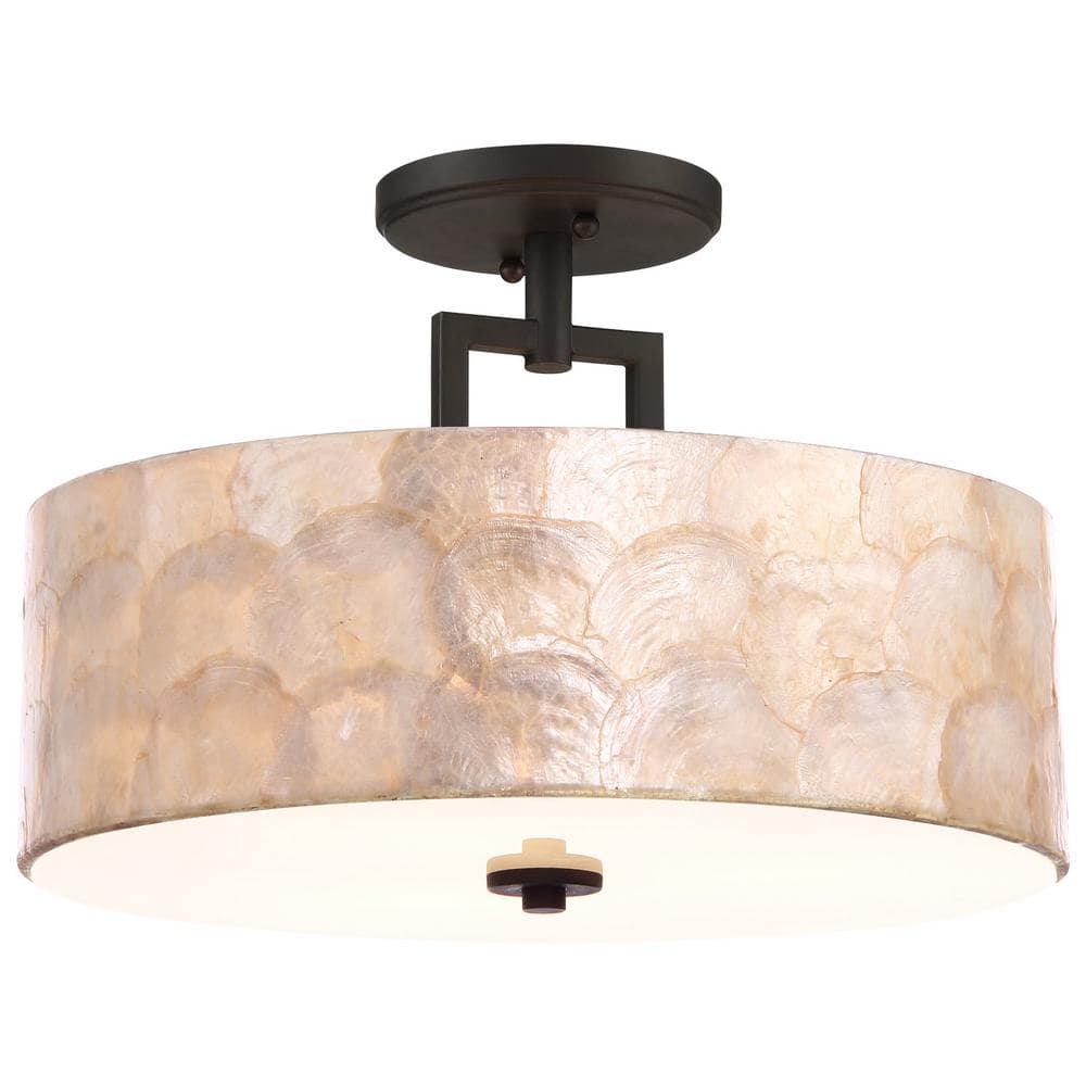 Cove 60-Watt 3-Light Oil-rubbed Bronze Modern Semi-Flush with Seashell Shade, No Bulb Included price history on PriceWatchPro