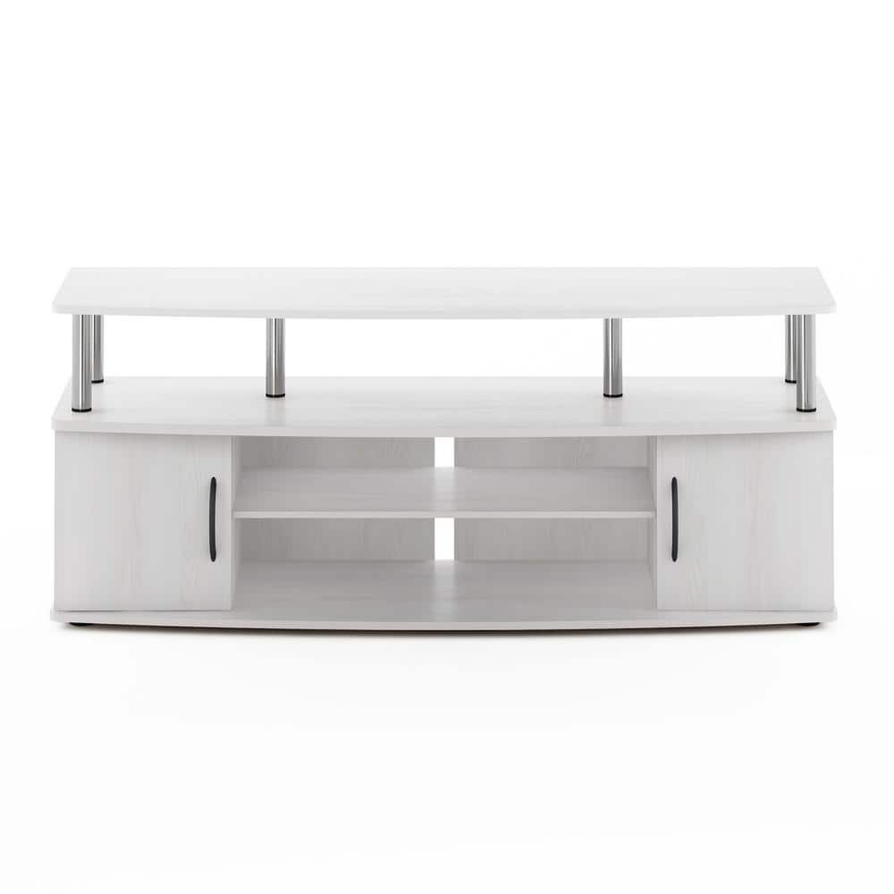 Modern White Oak 55" TV Stand with Stainless Steel Legs