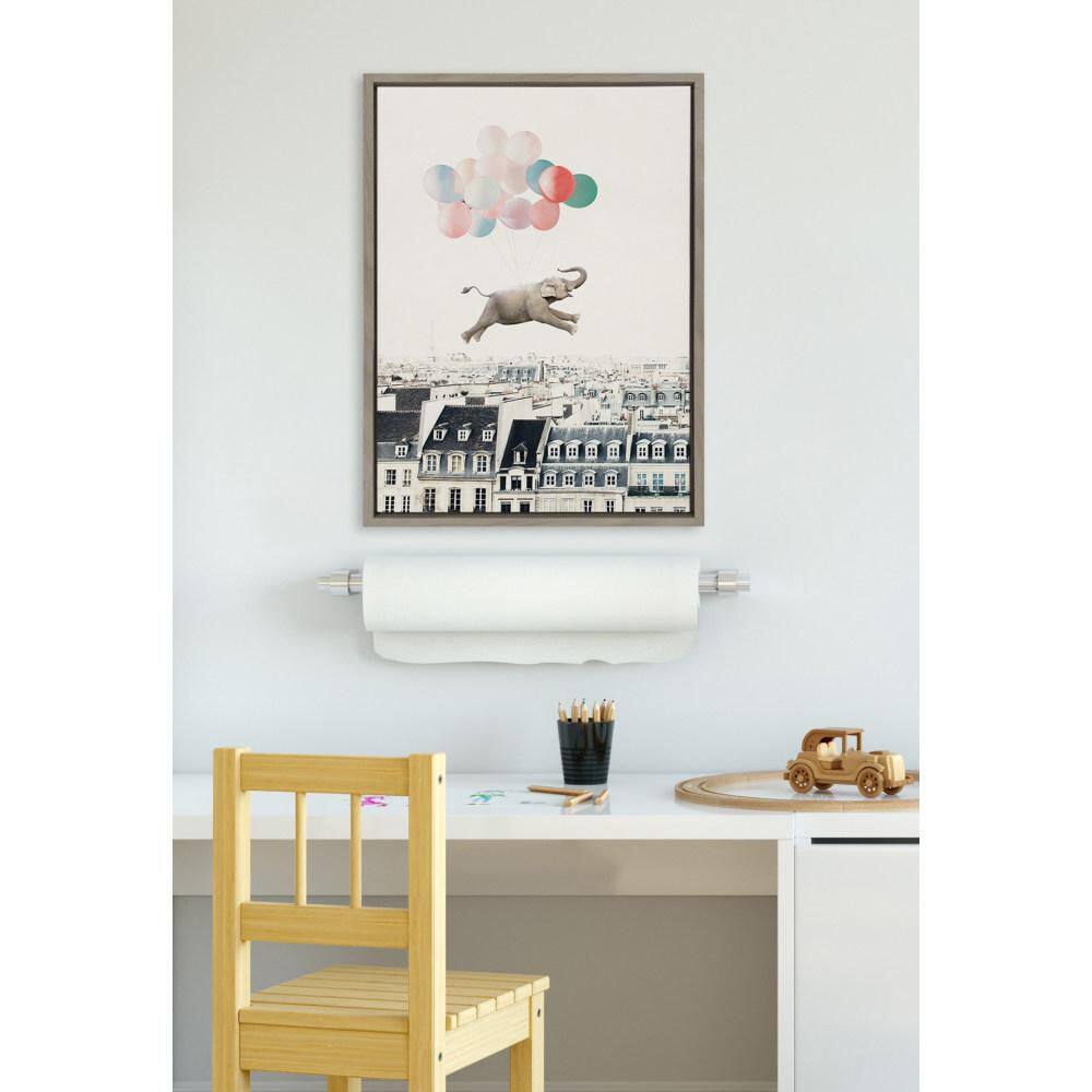 "Sylvie ""Happy Elephant in Paris"" by July Art Prints Gray Framed Art Print 18 in. x 24 in." price history on PriceWatchPro