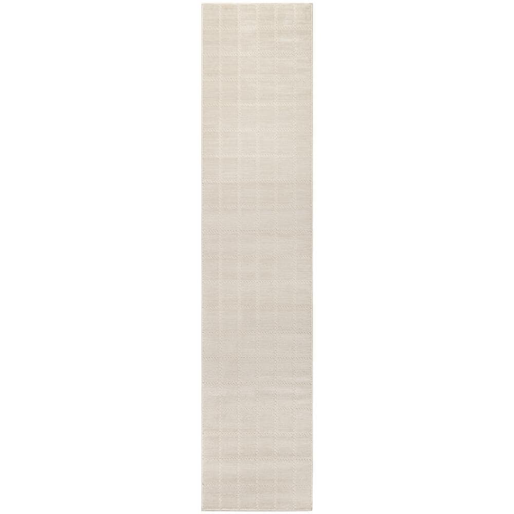 Nourison Serenity Home Ivory Cream 2 ft. x 8 ft. Linear Contemporary ...