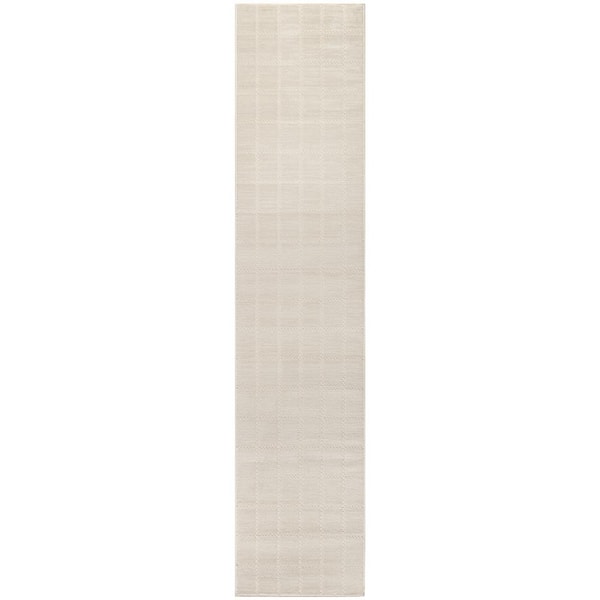 Serenity Home Ivory Cream 2 ft. x 8 ft. Linear Contemporary Runner Area Rug