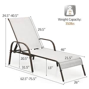 Gray 2-Piece Metal Outdoor Chaise Lounge Chair Set