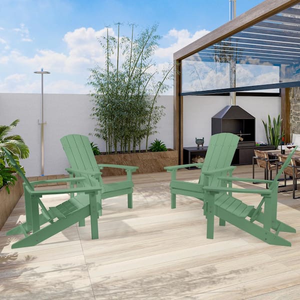 Sonkuki Green Recyled Plastic Weather-Resistant Outdoor Patio Adirondack Chair (Set of 4)