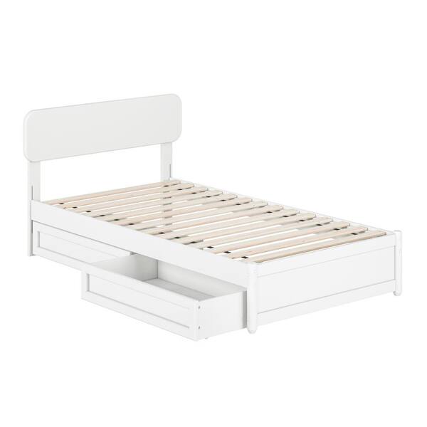 AFI Capri White Solid Wood Frame Twin Platform Bed with Panel Footboard ...