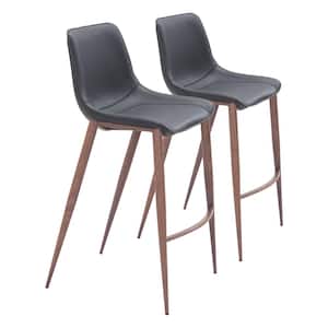Magnus 29.9 in. Solid Back Plywood Frame Barstool with Faux Leather Seat - (Set of 2)