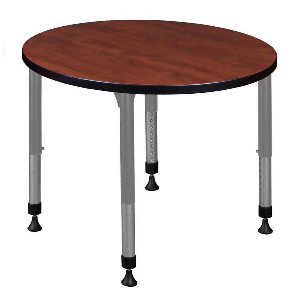Kee 30 in. Round Cherry Composite Classroom Activity Desk with Adjustable Height