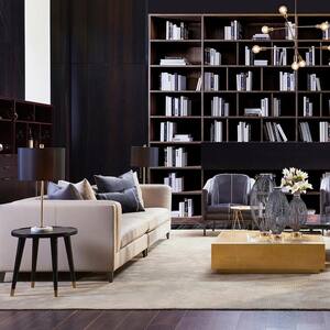 Esquire 119 in. Fawn Beige Top Grain Leather 4-Seats Modern Tuxedo Sectional Sofa
