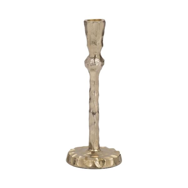 Liv & Skye Gold 3.5 in. x 9 in. Metal Hammered Taper Candle Holder