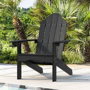 Phillida Black Recycled Poly HIPS Plastic Weather Resistant Reclining Outdoor Adirondack Chair Patio Fire Pit Chair 1 Pc