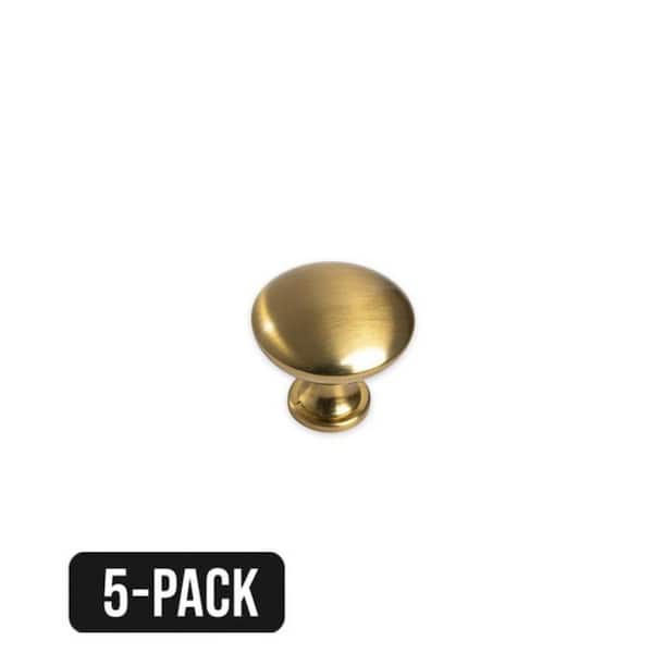 5-Pack Harlan 1-3/16 in. (30mm) Brushed Gold Cabinet Round Knobs