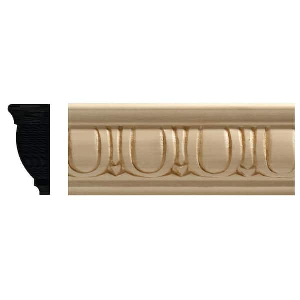 Ornamental Mouldings 7/8 in. x 1-7/8 in. x 96 in. White Hardwood Egg and Dart Chair Rail Moulding