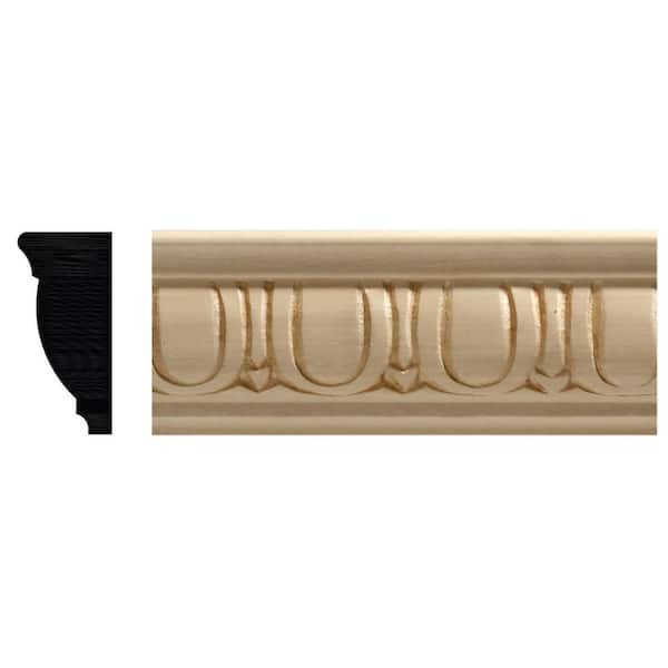 7/8 in. x 1-7/8 in. x 96 in. White Hardwood Egg and Dart Chair Rail Moulding
