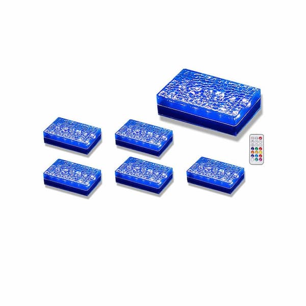 Solar Paver Color Changing Lights, 6 x 9 Recessed Brick Light, Outdoor Lighting for Ground, Pool, Garden (RGBW, 6-Pack)
