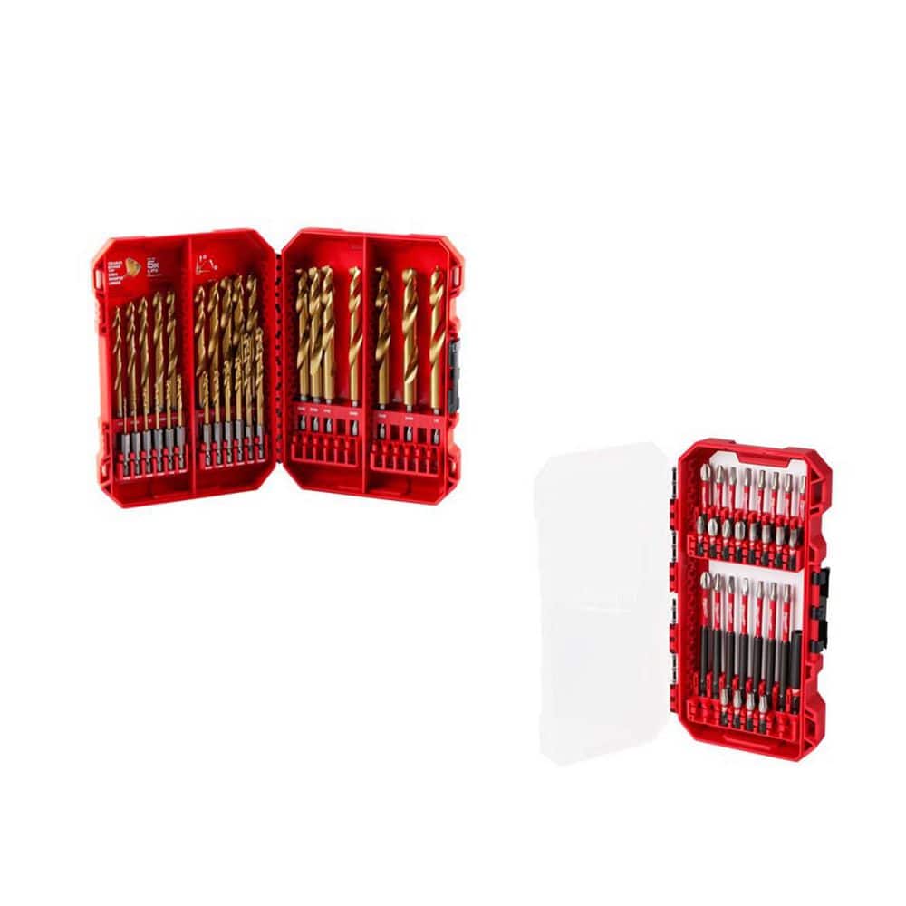 MILWAUKEE SHOCKWAVE Impact Duty Titanium Drill Bit Set (29-Piece) w/ 28PC SHOCKWAVE IMPACT SET (48-89-4672-)