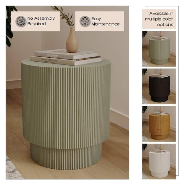 Leisuremod Round Side Table End Table Assembled Fiber Stone Accent