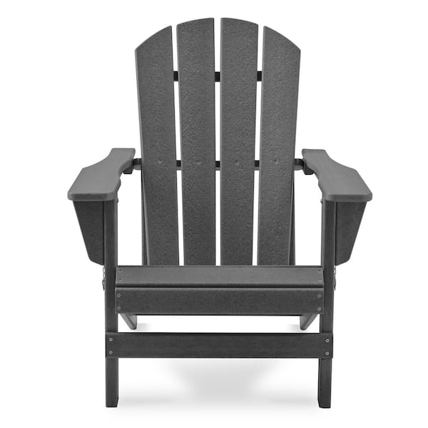 JEAREY Classic Gray Folding Plastic Adirondack Chair
