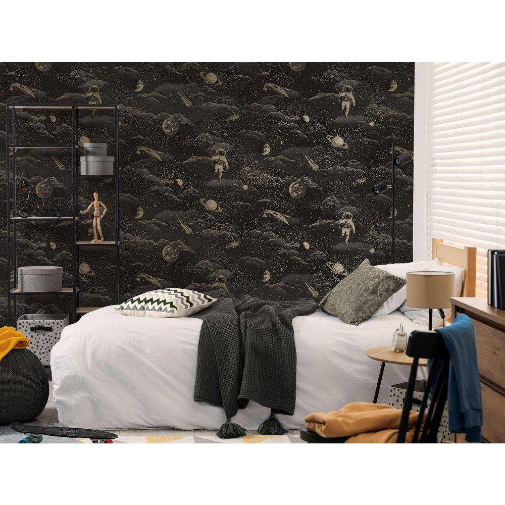 Black/Gold Magical Galaxy Wallpaper Print Non Woven Non-Pasted Textured Wallpaper 57 Sq. Ft. price history on PriceWatchPro