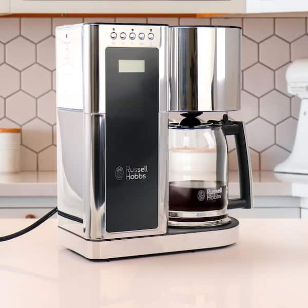 Russell Hobbs Glass Series 8-Cup Coffeemaker, Black & Silver, CM8100BKR