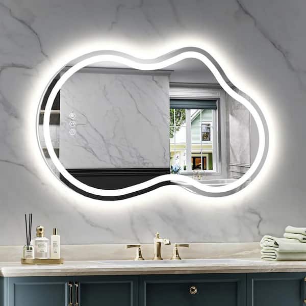 20 in. W x 32 in. H Novelty/Specialty Frameless LED Lighted Anti-Fog Wall Bathroom Vanity Mirror, Tempered Glass, UL