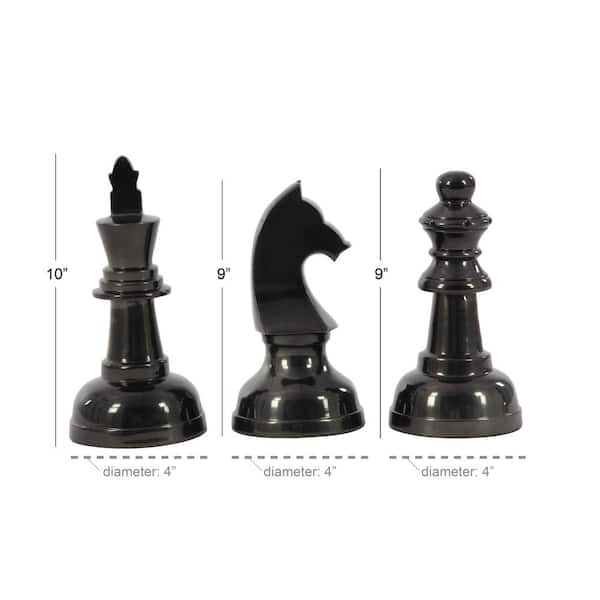 CosmoLiving by Cosmopolitan Dark Gray Aluminum Chess Sculpture