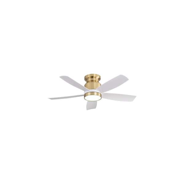 ZephyrGlow 42 in. Brushed Gold Low Profile Standard Ceiling Fan with Light included Remote Control
