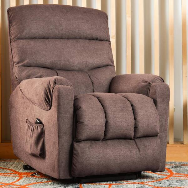 Merax Recliner Brown Electric Power Liftwith Side Pocket