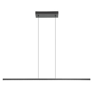 Amrisa 46.45 in. W x 74.96 in. H 1-Light Black Statement Integrated LED Pendant Light with White Acrylic Diffuser