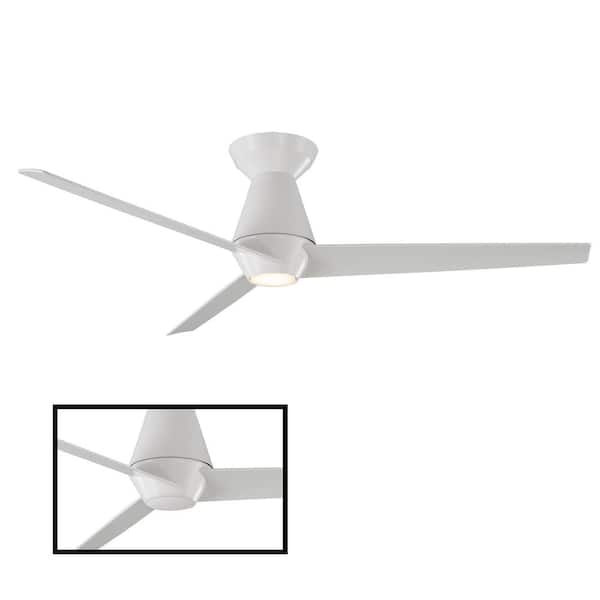 Modern Forms Slim 52 In Led Indoor Outdoor Matte White 3 Blade Smart Flush Mount Ceiling Fan With Light Kit And Remote Control Fh W2003 52l Mw - Modern Ceiling Fan No Light Low Profile