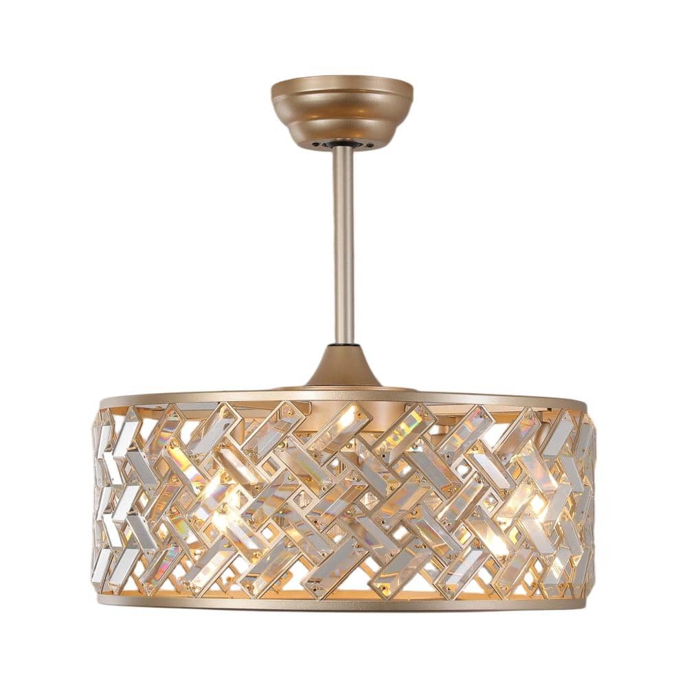 20 In. Modern Style Gold Crystal Pendant Ceiling Fan With Light Kit And Remote Control, Suitable For Living Room price history on PriceWatchPro