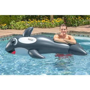Jumbo Whale Rider Inflatable Swimming Pool Float, Dark Gray