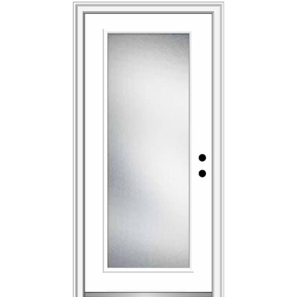 MMI DOOR 36 in. x 80 in. Micro Granite Left-Hand Inswing Full Lite Decorative Primed Fiberglass Smooth Prehung Front Door