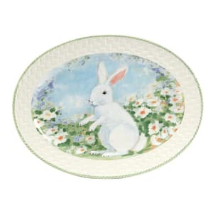 Easter Morning 12 in. Assorted Colors Earthenware Oval Platter
