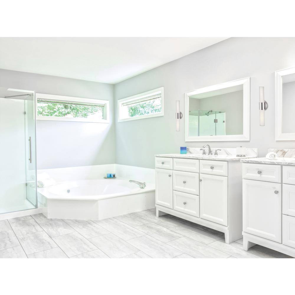 Aqueous Brushed Steel Dimmable LED Vanity Sconce