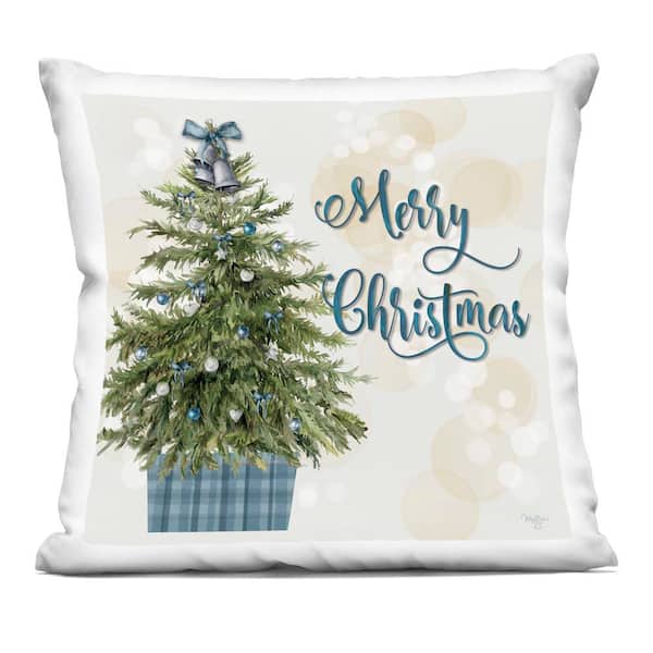 Christmas Tree in Plaid Stand Green Abstract Polyester 18 in. X 18 in. Throw Pillow