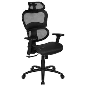 Lo Mesh Headrest Ergonomic Office Chair in Black with Adjustable Pivot Arms
