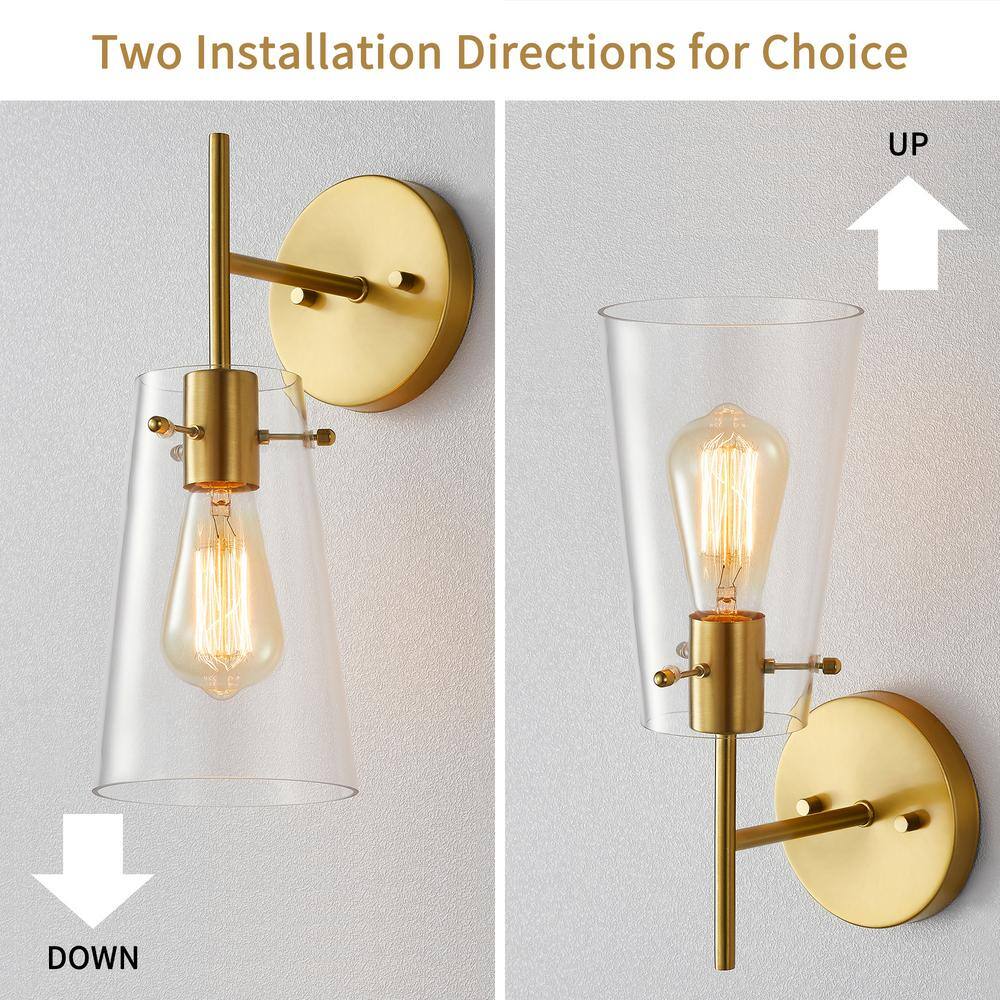 Kawoti Dimmable Brass and Gold Outdoor Wall Sconce, 13" Height
