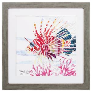 23 in. X 23 in. Woodtoned Frame Sea Creature Fish Art Print