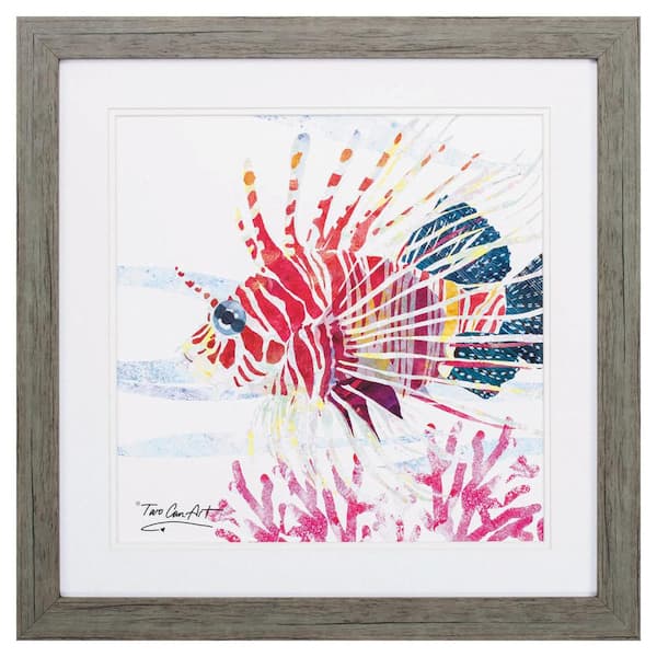 HomeRoots 23 in. X 23 in. Woodtoned Frame Sea Creature Fish Art Print