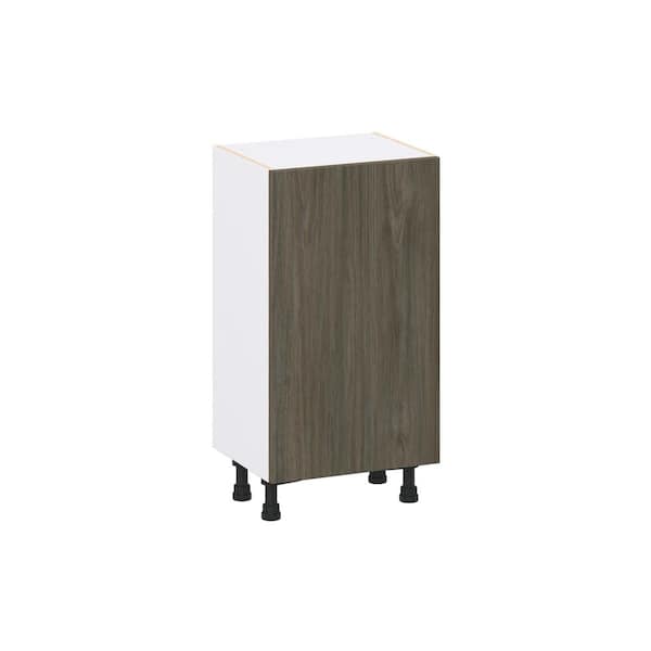 Timberline 18 in. W x 14 in. D x 34.5 in. H  Slab Walnut Assembled Shallow Base Kitchen Cabinet with a Door