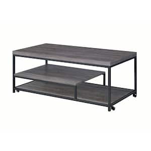 Aspen 3-Piece 47 in. Gray Large Rectangle Wood Coffee Table Set with Casters