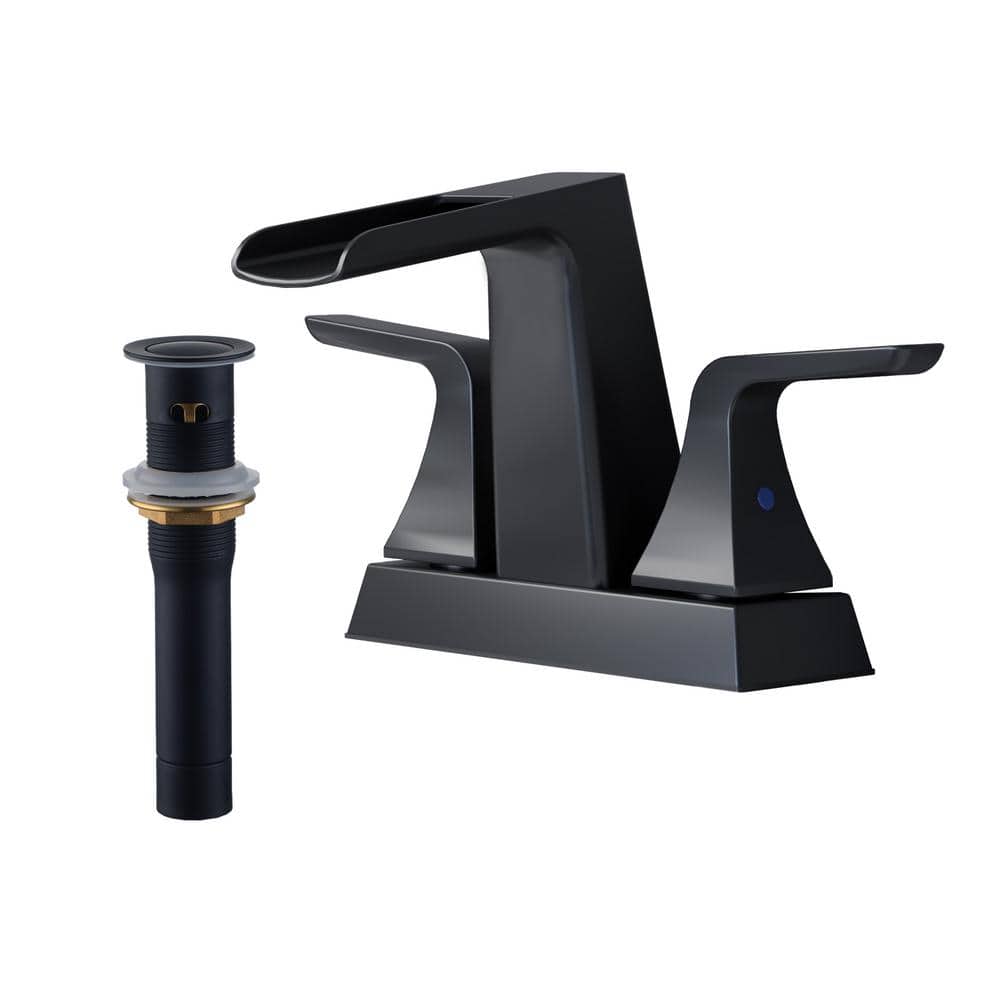 Matte Black Brass Centerset 2-Handle Bathroom Faucet