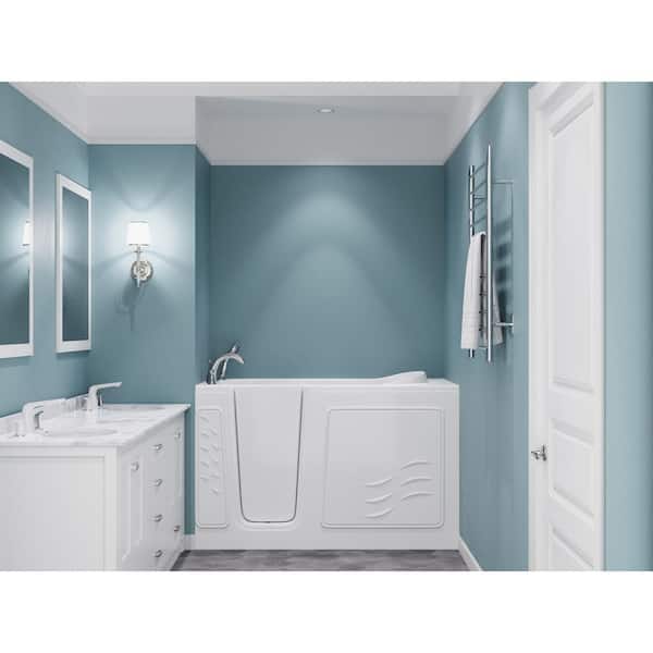 Builder's Series 30 in. L x 59 in. W Left Side Drain Combination Jetted Bathtub in White with Fast Filling Faucet Set