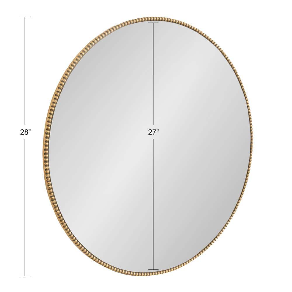 Gwendolyn Round Gold Beaded Accent Vanity Mirror