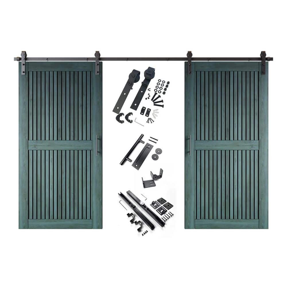 ST 40 in. x 80 in. C-Panel Royal Pine Vertical Stripe Design Double Pine Wood Sliding Barn Door with Hardware Kit price history on PriceWatchPro