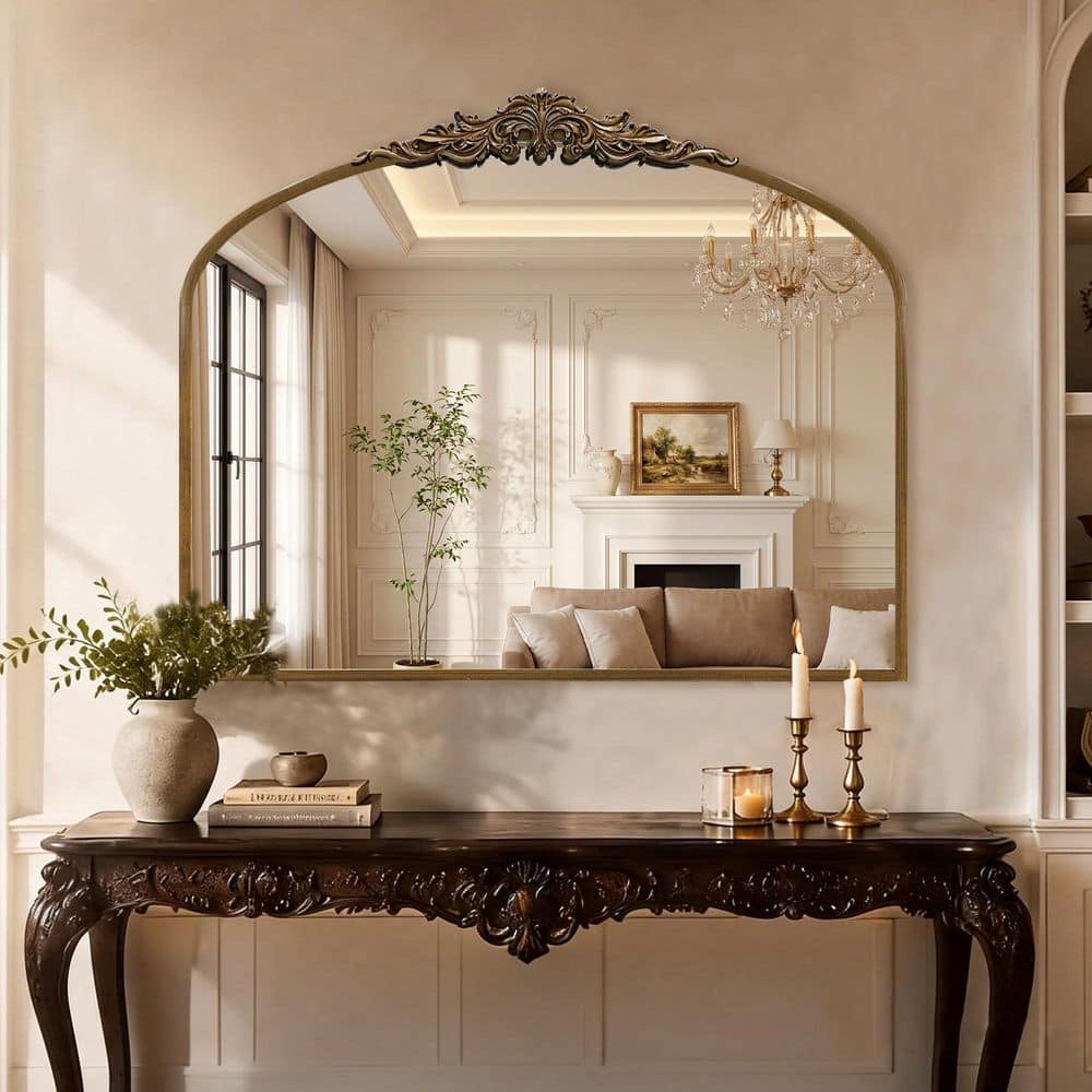 LuxHomez 29.3 in. W x 35.5 in. H Traditional Arch Antique Gold