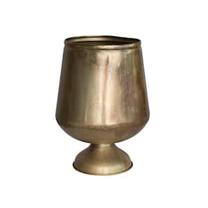 12.6 in. L x 12.6 in. W x 17.32 in. H 48 qt. Round Metal Footed Planter in Antique Brass Finish