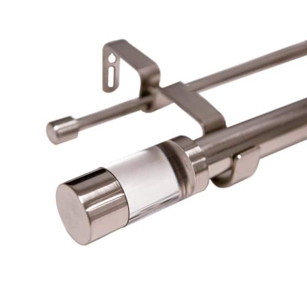 Best Home Fashion 48 in. - 84 in. Adjustable Metal Double Curtain Rod in Silver with Acrylic Finial